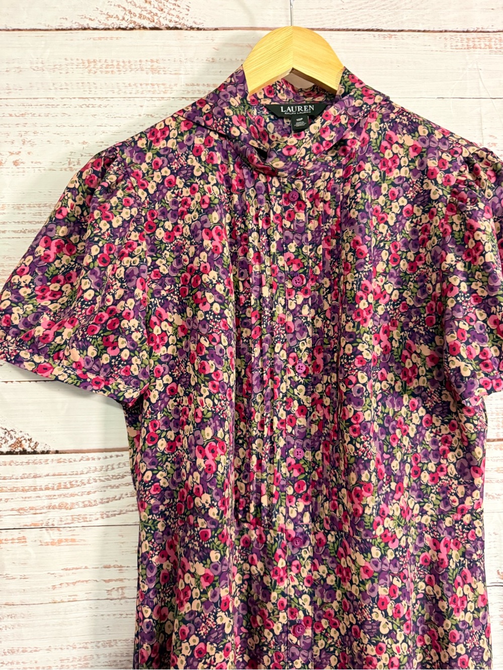 Lauren by Ralph Lauren Curve Zachari-Floral Classic Midi Shirt Dress Size 10P - Picture 4 of 16